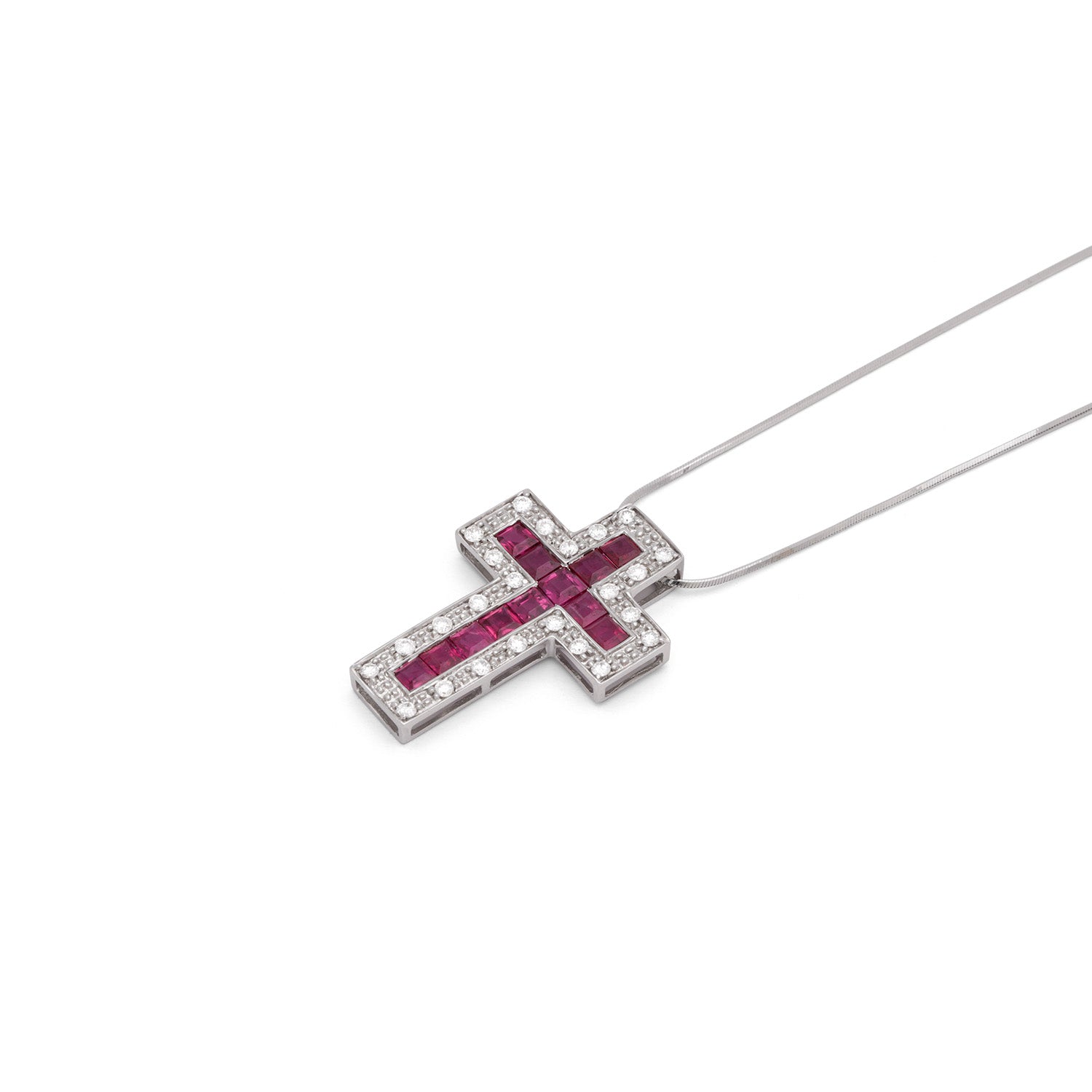 Collar cruz rosa