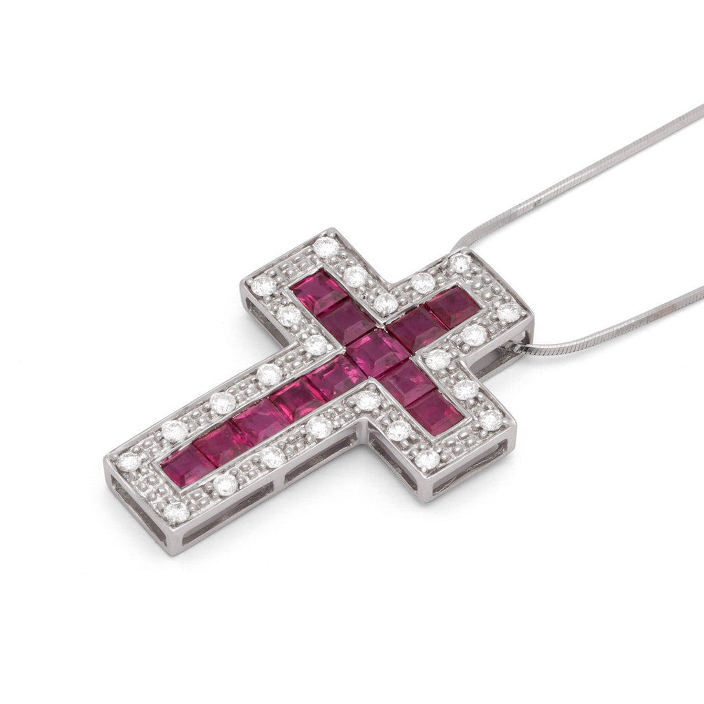 Collar cruz rosa