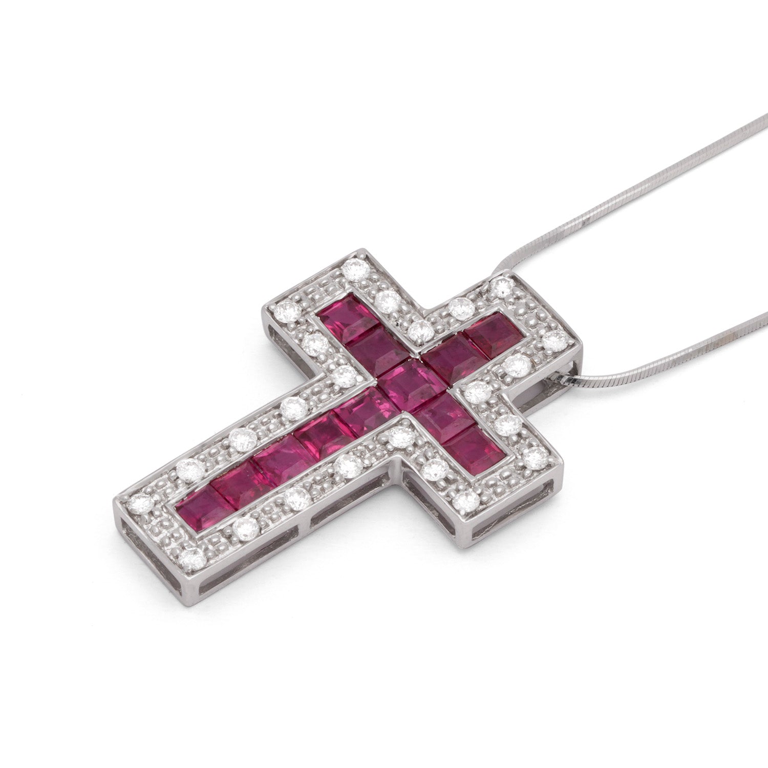 Collar cruz rosa