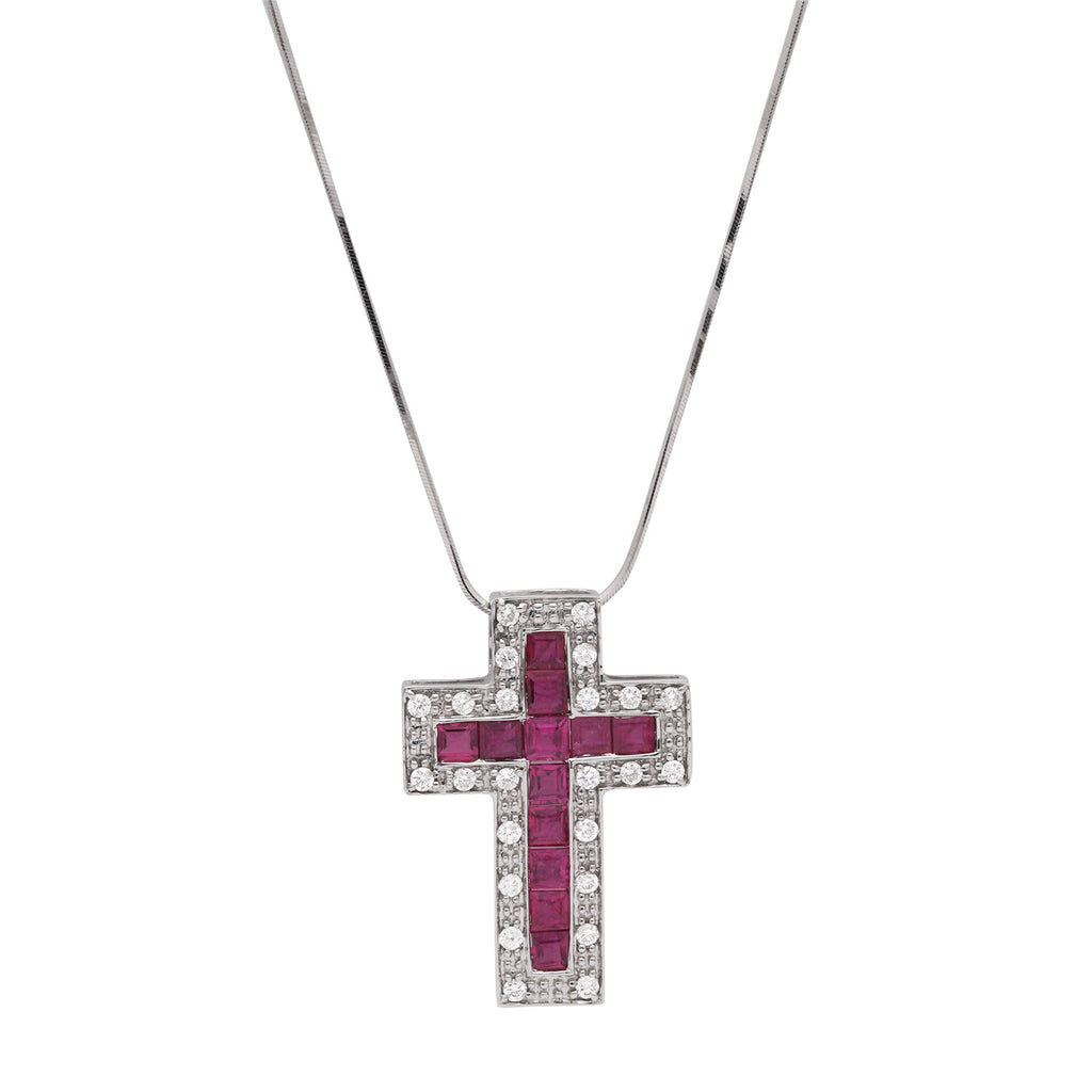 Collar cruz rosa