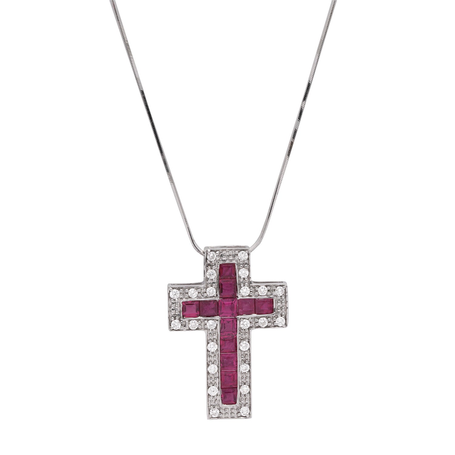 Collar cruz rosa